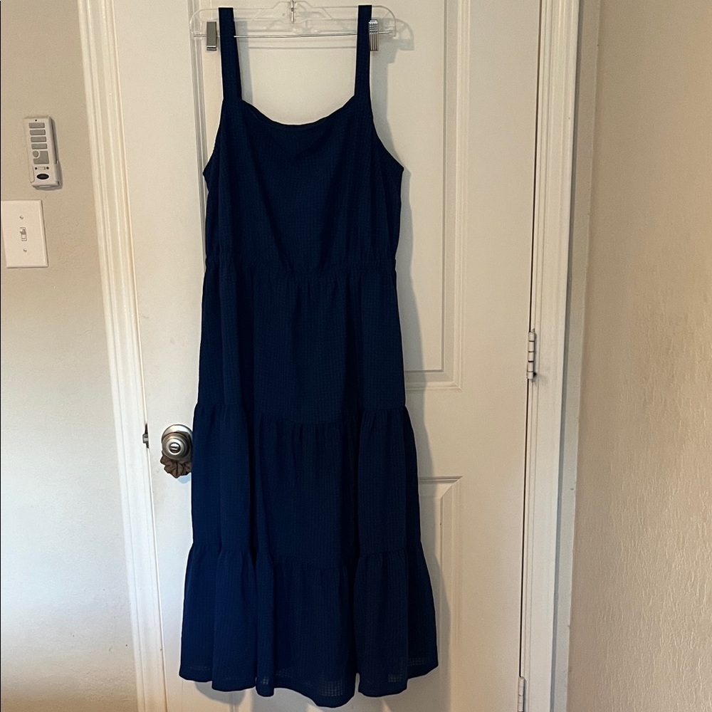 Ava & Viv Navy Tiered Maxi Dress with Adjustable Straps